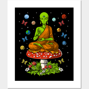 Mushroom Alien Buddha Posters and Art